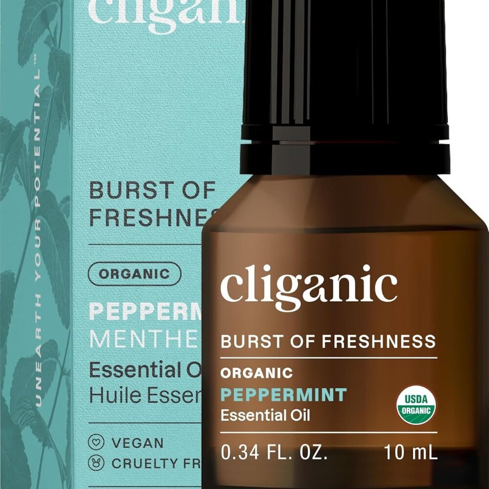 Organic Peppermint Essential Oil, 100% Pure Natural Undiluted, for Aromatherapy